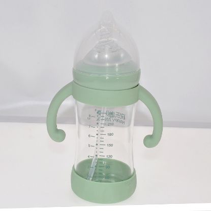 Picture of Crystal Diamond Glass baby bottle set with handle straw baby bottle